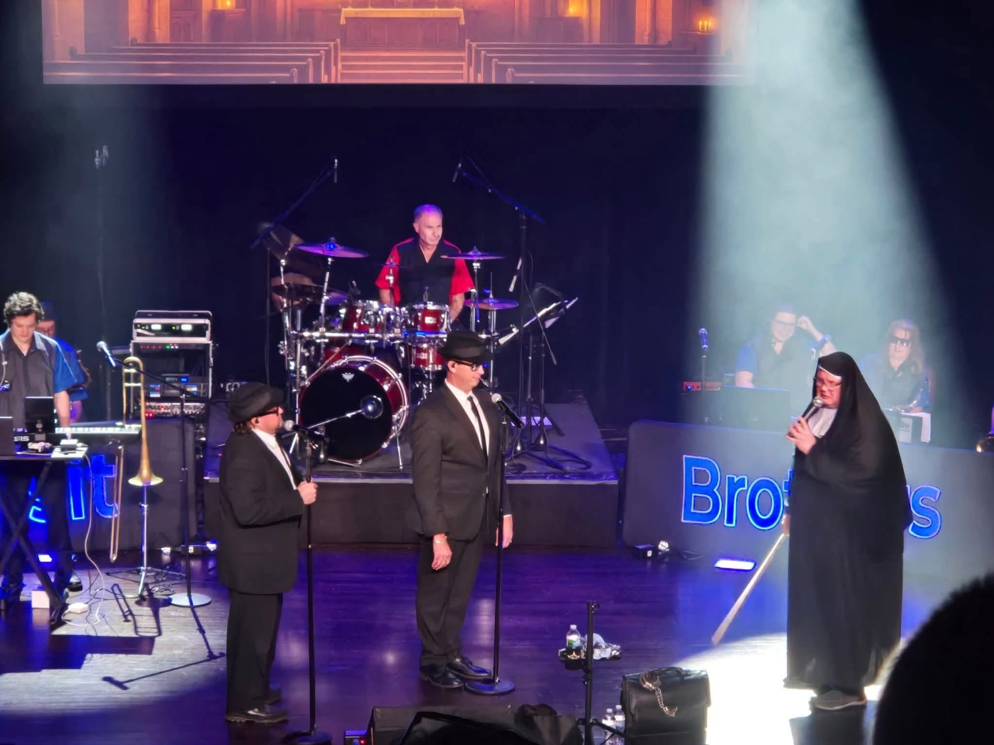 Sister Mary theatrical comedy scene with Jake and Elwood — Transit Brothers Blues Brothers Experience